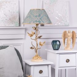 Настольная лампа Терра Spring Айвори с абажуром №38 Vatican (Ватикан) Аквамарин