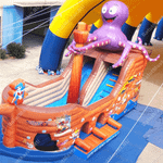 Коммерческий надувной батут "Корабль с осьминогом" 10*5*7 м