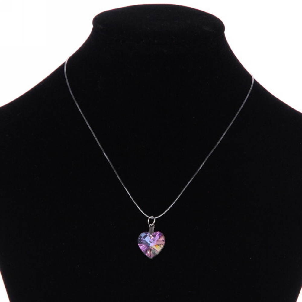 Подвеска на шею на леске «Emerald Chameleon - Сердце», микс 5 цветов, 14мм.