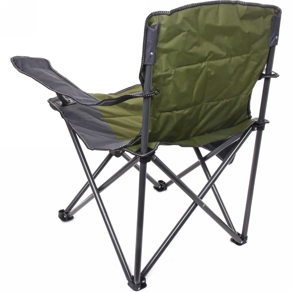 Кресло складное с подлокотниками до 120кг Турист 62*63*95см серо-зеленое