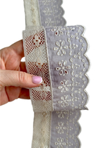Кружево хлопковое Ришелье с ажурной сетчатой кромкой ш-8см Италия