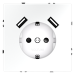 Розетка встраиваемая VOLTUM S70 с заземлением и защитными шторками, 16А, с USB, A+A, (белый матовый)