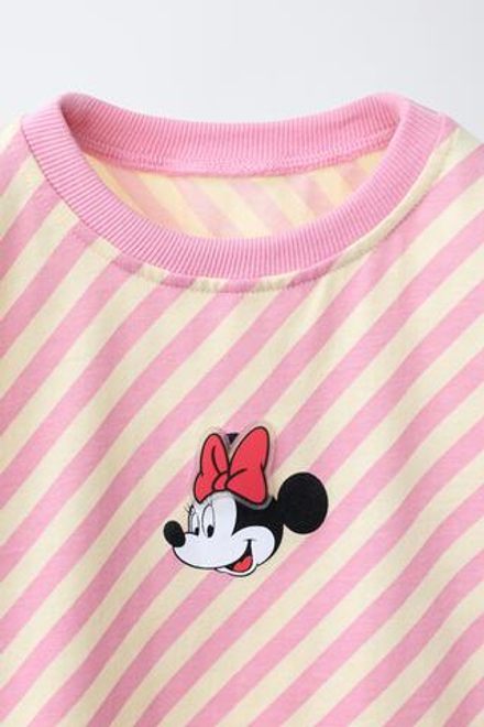 ZARA ФУТБОЛКА В ПОЛОСКУ С РЕЗИНОВОЙ НАШИВКОЙ MINNIE MOUSE © DISNEY, ПОЛОСКИ