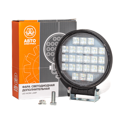 Фара светодиодная дополнительная, круглая 115*42*142, рассеянный свет, 24 диодов, крепление по центру, 72 Вт, 10-30 В
