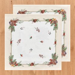 НАБОР САЛФЕТОК ИЗ 2-Х ШТ "CELEBRATION",40Х40СМ, 100% ХЛОПОК,БЕЖЕВЫЙ,ТВИЛ, ГОРОХ