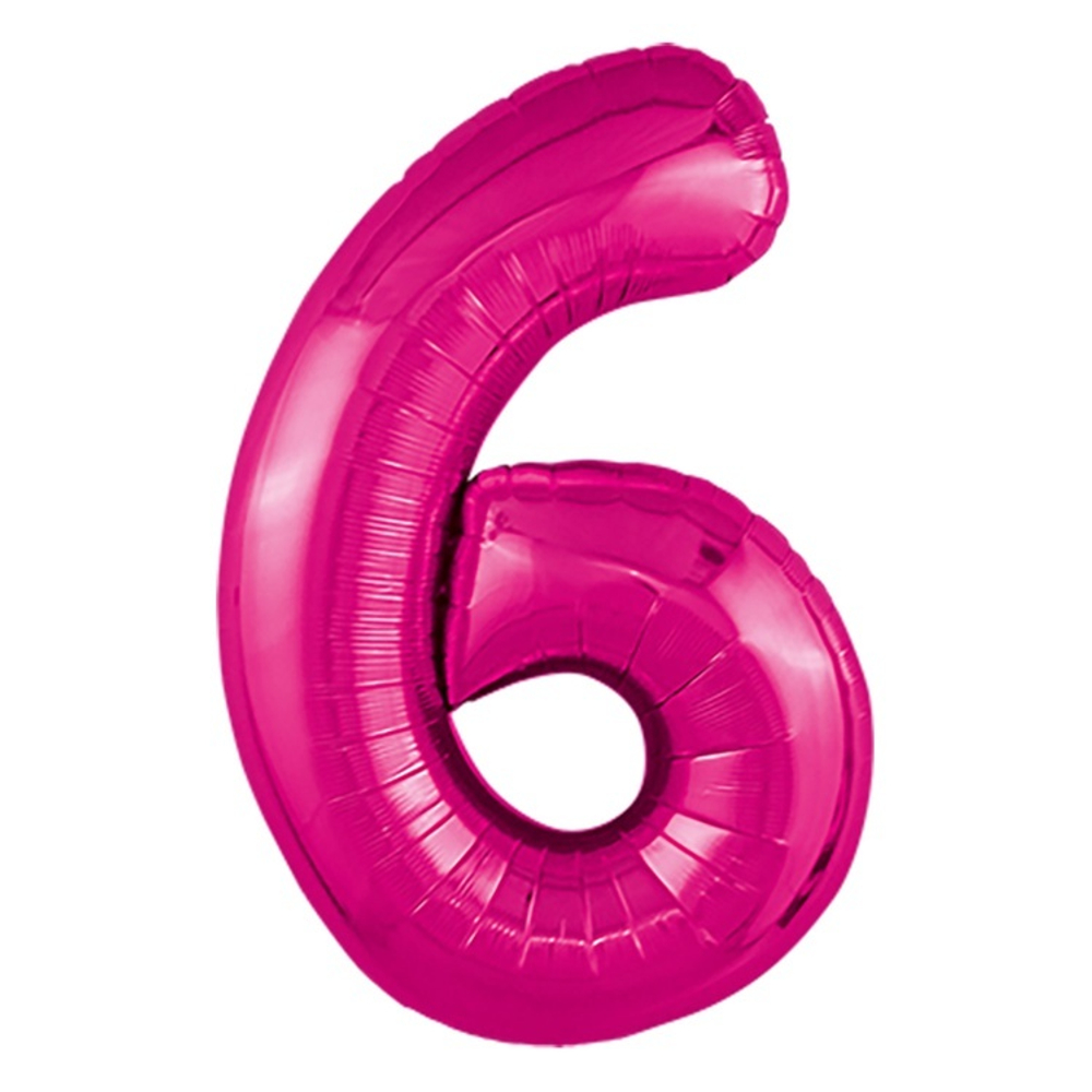 Шар ЦИФРА 6 Металлик Fuchsia 40" 102 см