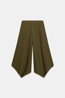 ZARA АСИММЕТРИЧНЫЕ БРЮКИ-КЮЛОТЫ, ХАКИ