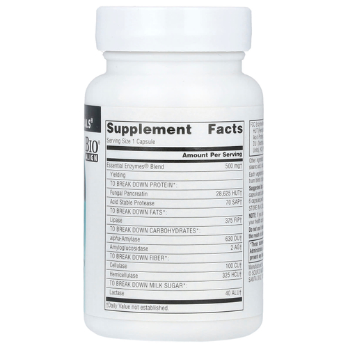 Source Naturals, Daily Essential Enzymes®, 500 мг, 60 вегетарианских капсул