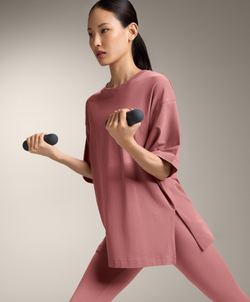 Oysho Футболка из смесового хлопка, розовый