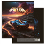 Тетрадь 36 л., А5, клетка, Alingar "Space car", скрепка, офсет, мелованный картон (стандарт), 5 дизайнов в пленке т/у