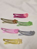 Заколки для волос НАБОР 6 шт., 5 см, клик-клак, с декоративными элементами, разные цвета, MONTE VITA, 457089