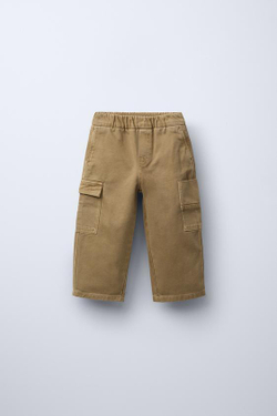 ZARA БРЮКИ КАРГО ИЗ ТВИЛА, РЫЖЕВАТО-КОРИЧНЕВЫЙ