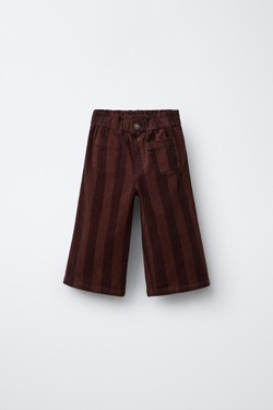 ZARA БРЮКИ В ПОЛОСКУ ИЗ ТОНКОГО ВЕЛЬВЕТА, КОРИЧНЕВЫЙ