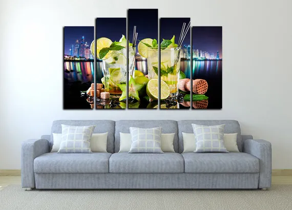 Модульная картина " Коктейль мохито "