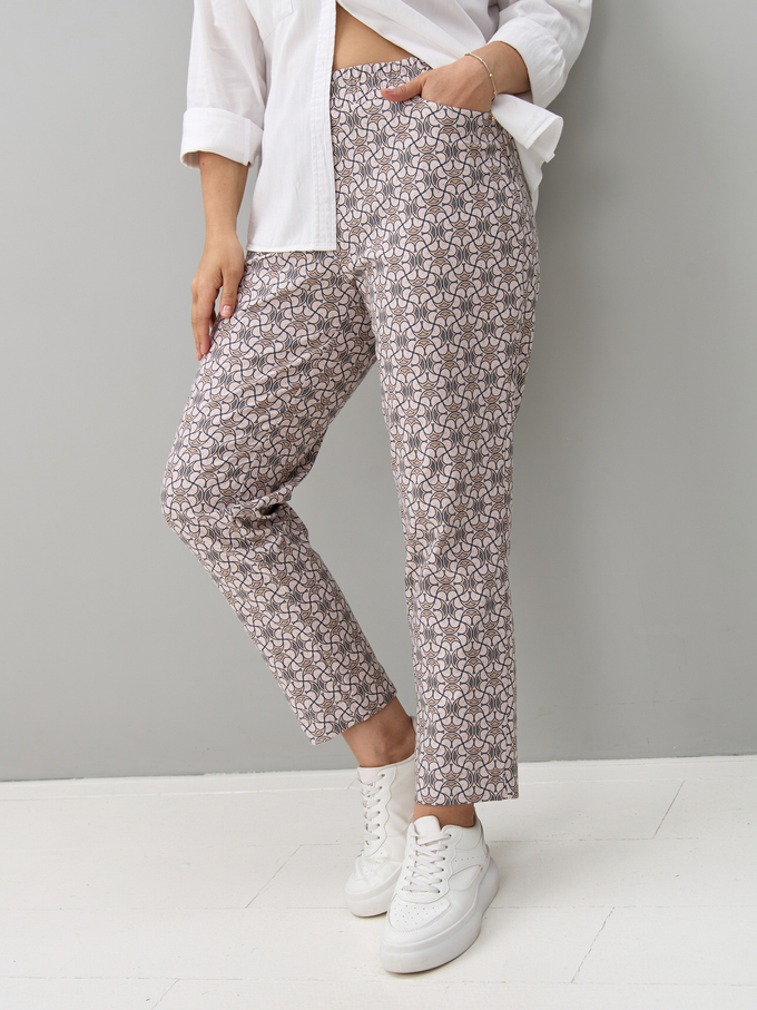 Брюки Бдж-129/бежевый-орнаментджинс