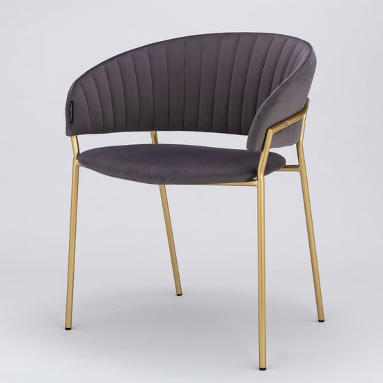 Стул Portman серый велюр с золотыми ножками