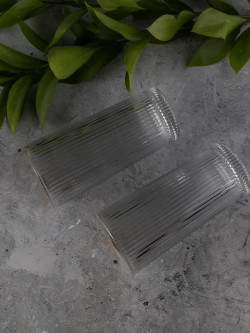 Ребристые бокалы для виски, 330 мл. 6 шт. с золотой каймой