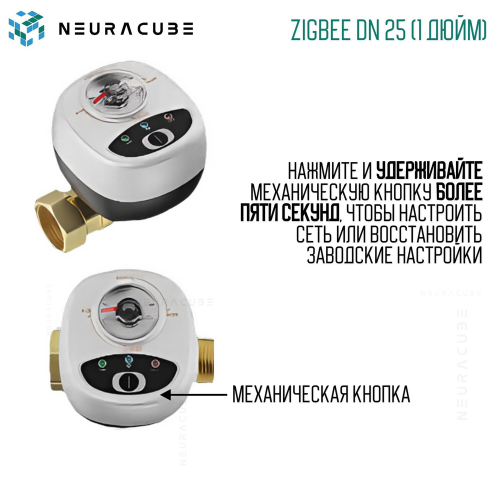 Умный Zigbee шаровый кран с электроприводом DN25 (1" дюйм) USB5V + ручное управление (Работает с eWelink, Алиса)