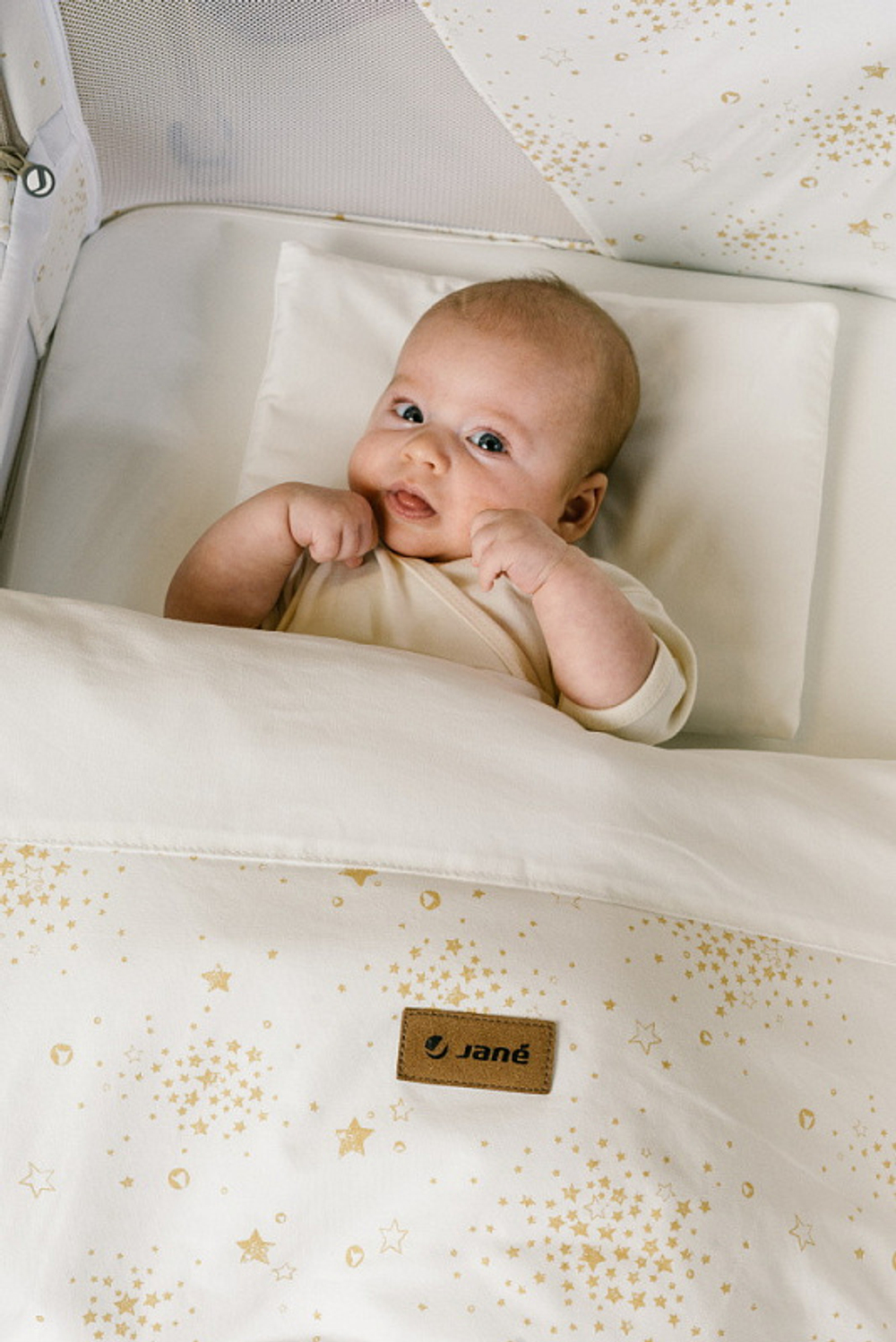 Кровать люлька Jane Baby Side приставная с комплектом постельного белья Iris