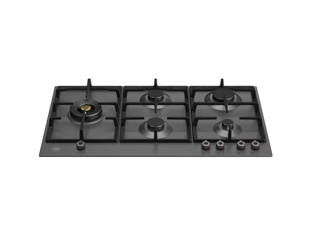 Встраиваемая газовая варочная панель Bertazzoni, конфорка dual wok сбоку, 90 см Черный матовый
