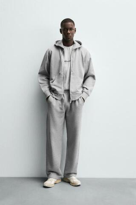 ZARA БРЮКИ-ДЖОГГЕРЫ СТАНДАРТНОЙ ПОСАДКИ, СЕРЫЙ МЕЛАНЖ