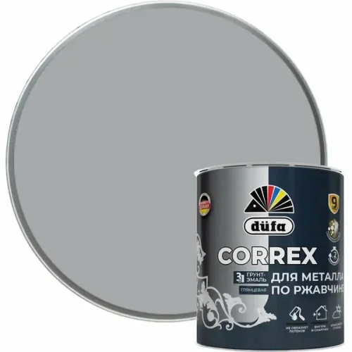 Грунт-эмаль Dufa CORREX 3 в 1 для металла по ржавчине RAL-9006 серебристый