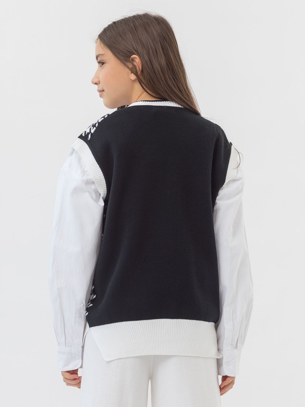 Жилет черно-белый для девочки арт. АТ951