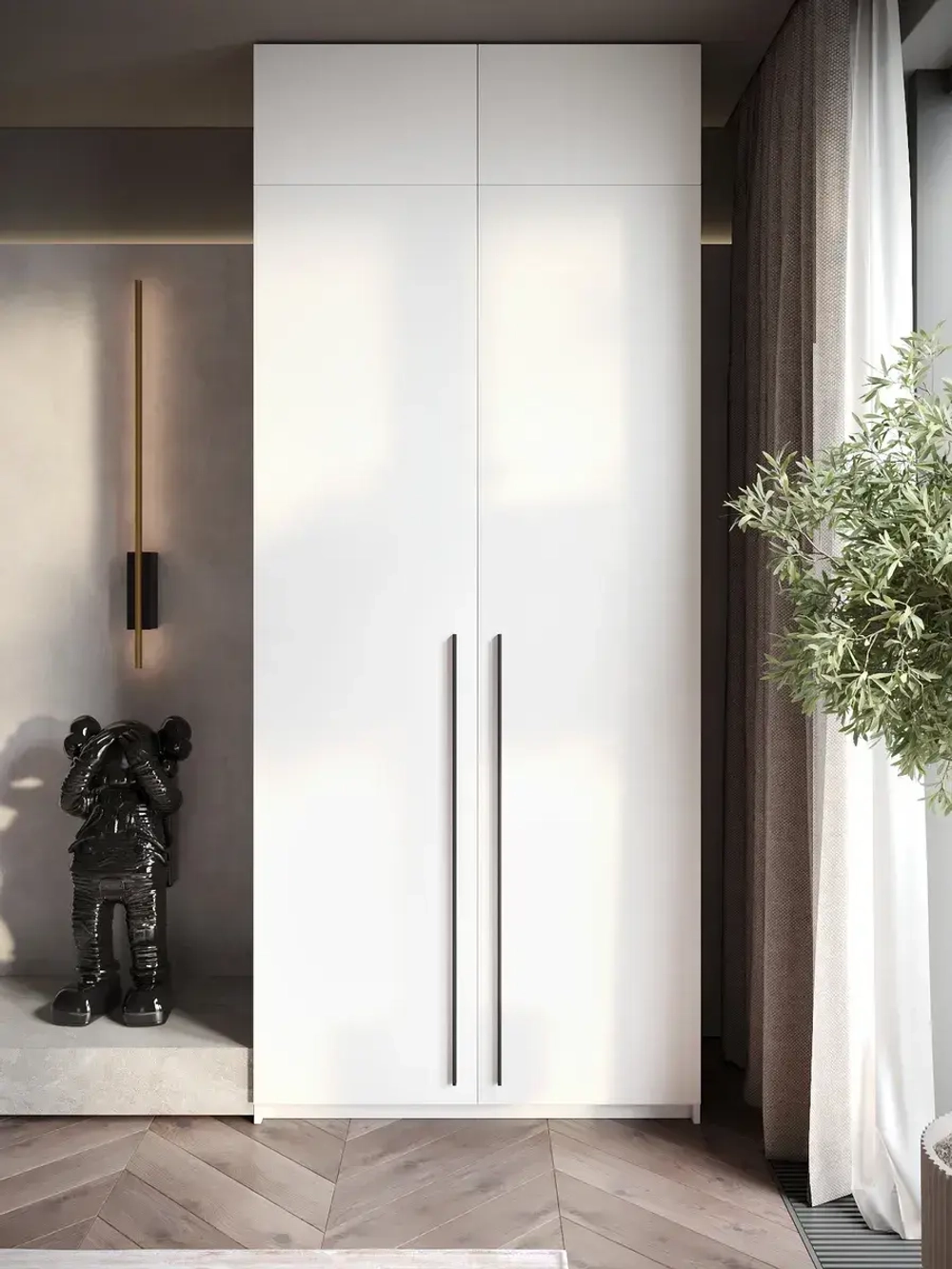 Шкаф распашной 80*40*240 белый с антресолью, Lorena 3