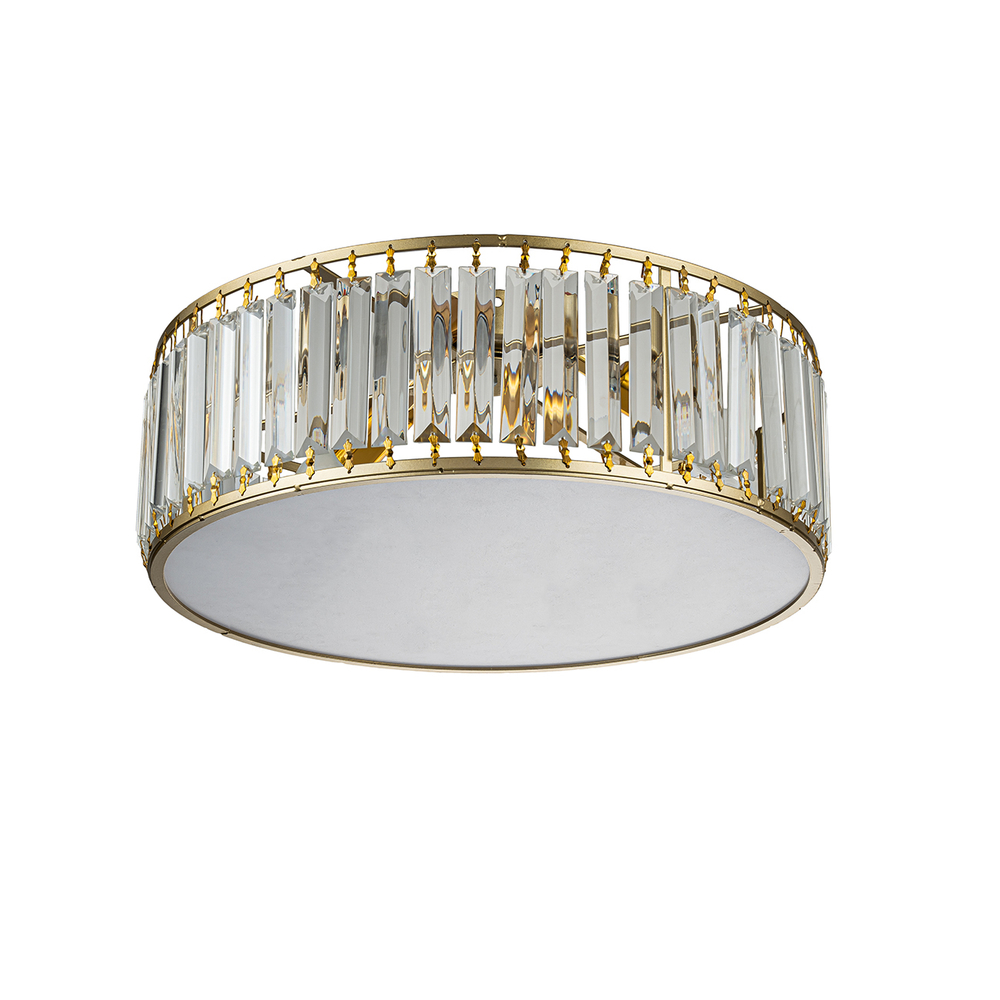 Потолочный светильник 3x40Вт E27, металл/пластик/хрусталь, золото