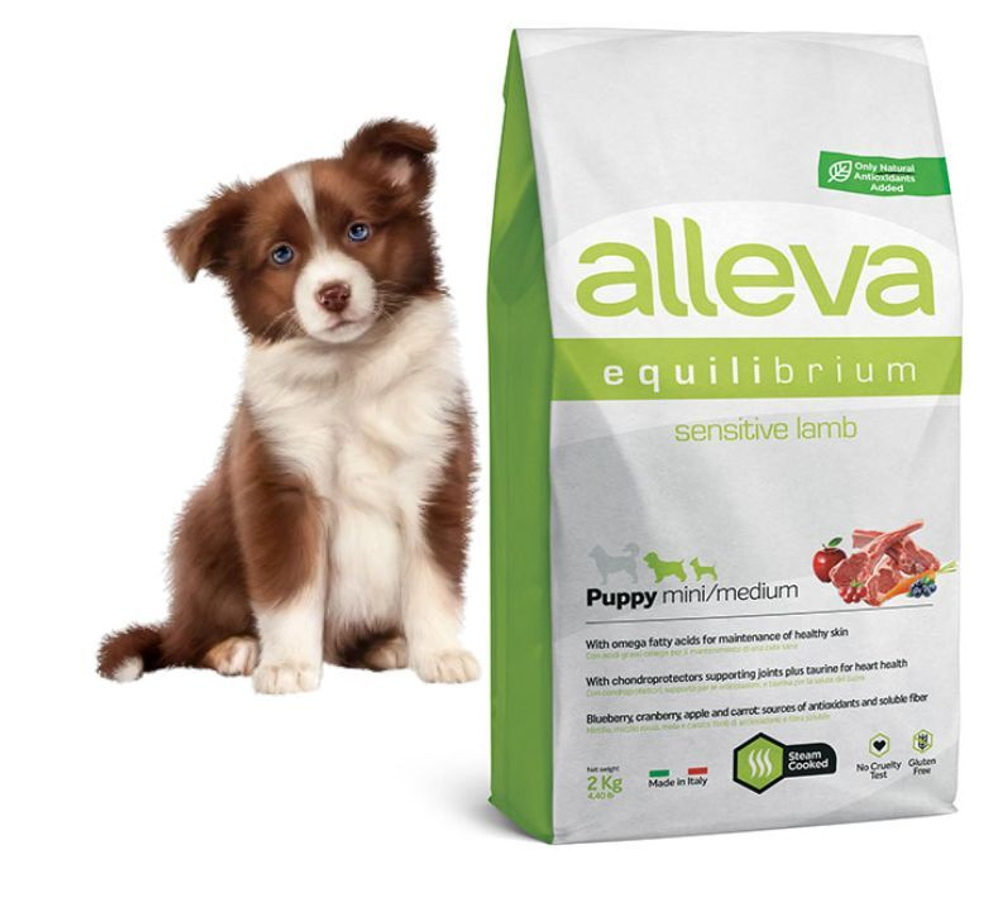 Корм Аллева Эквилибриум Сенситив для щенков мелких и средних пород, с ягненком, 2 кг