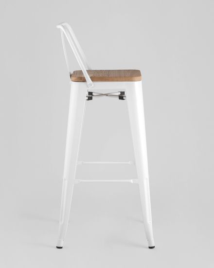 Tolix WOOD со спинкой белый глянцевый