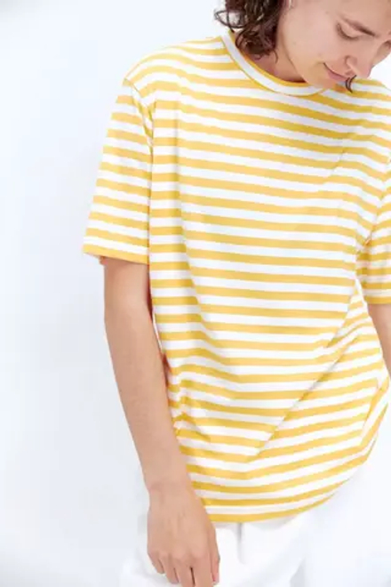 Футболка прямого кроя в желто-белую полоску