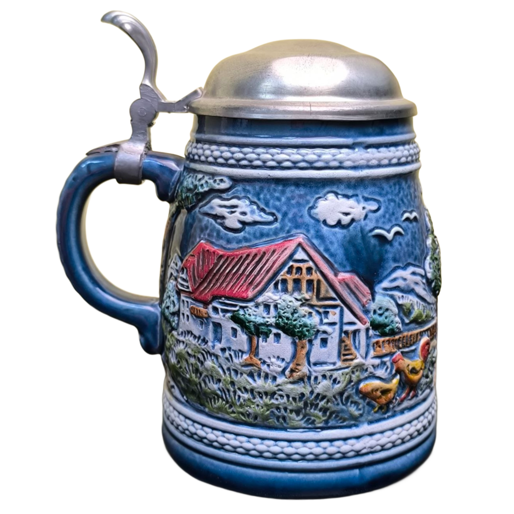 Кружка пивная "Пейзаж" (фаянсовая с крышкой)