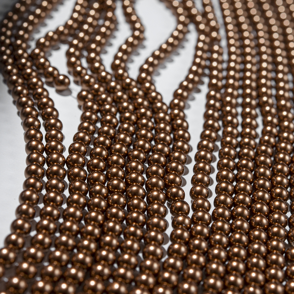 Хрустальный жемчуг, оттенок "Bronze", шар 8мм, улучшенное покрытие