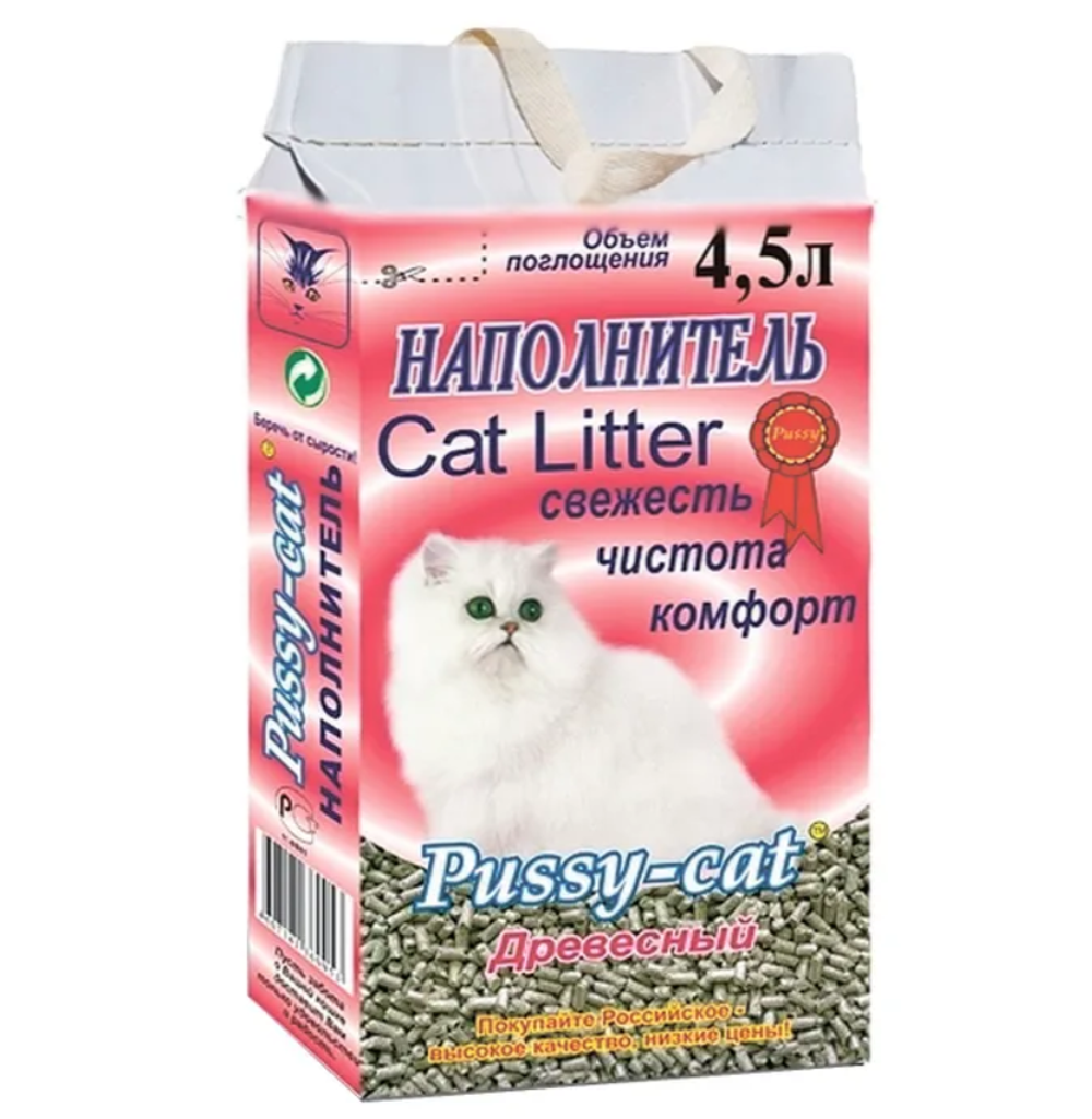 Наполнитель для кошек Pussy Cat древесный 4.5 л