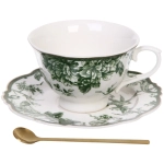 Чайная пара «Эдем» (кружка 250мл, блюдце,ложка) зеленая