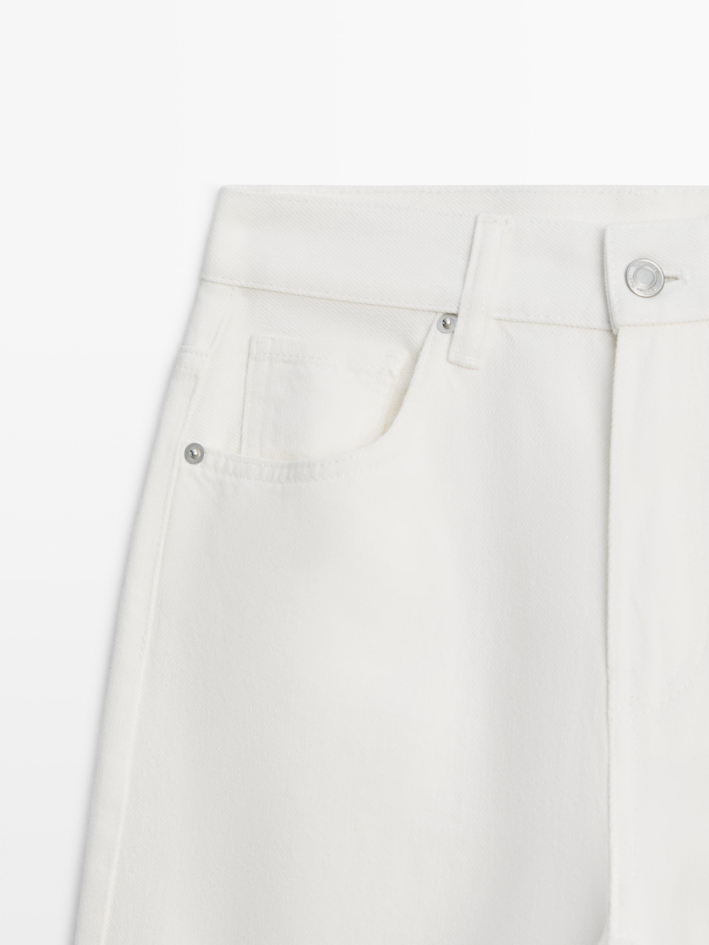 Massimo Dutti Джинсы с высокой талией и широкими штанинами, белый