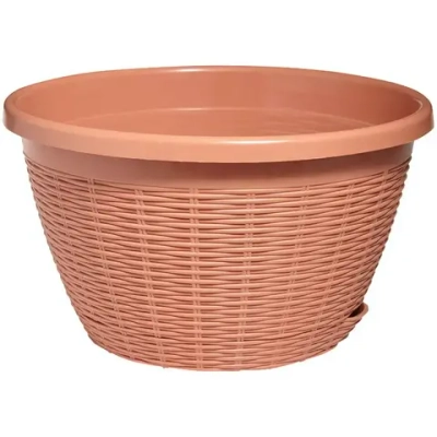 Кашпо для цветов пластиковое 4,5л d-27см Подвесное с поддоном Карамельный