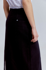 Юбка в полоску из шерсти с контрастной подкладкой