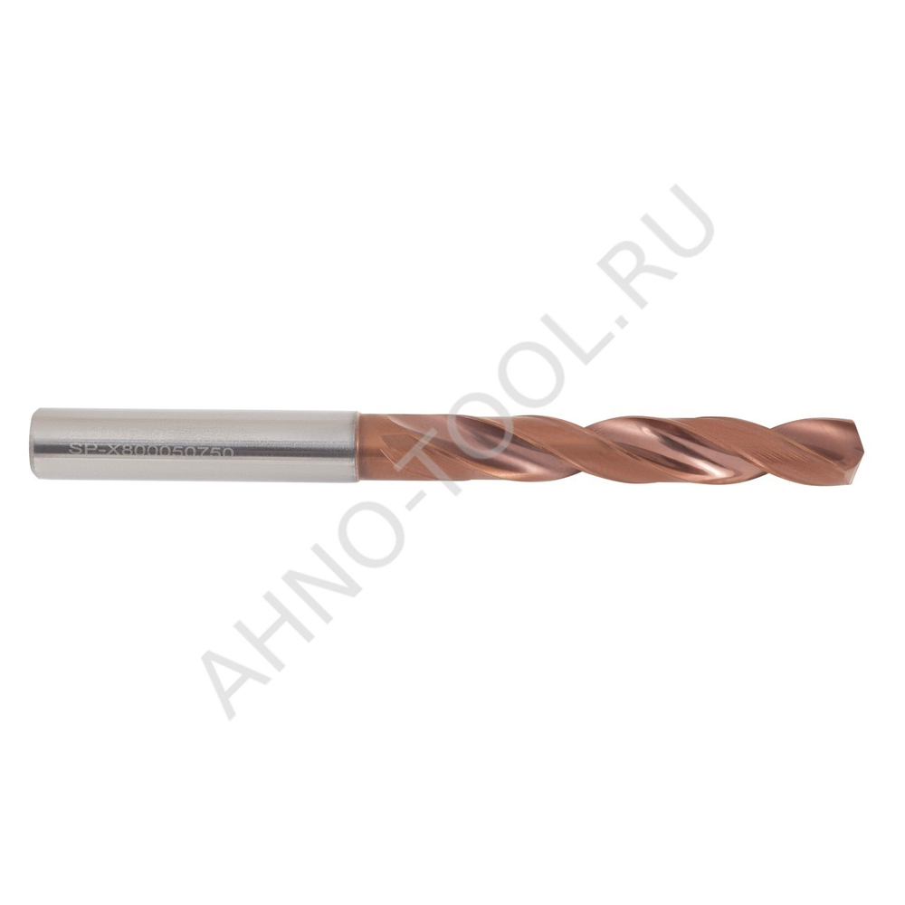 Сверло  7.5мм  твердосплавное 5D без подвода СОЖ. SP-X800050750 VHM AHNO по стали, чугуну, нерж. и ж