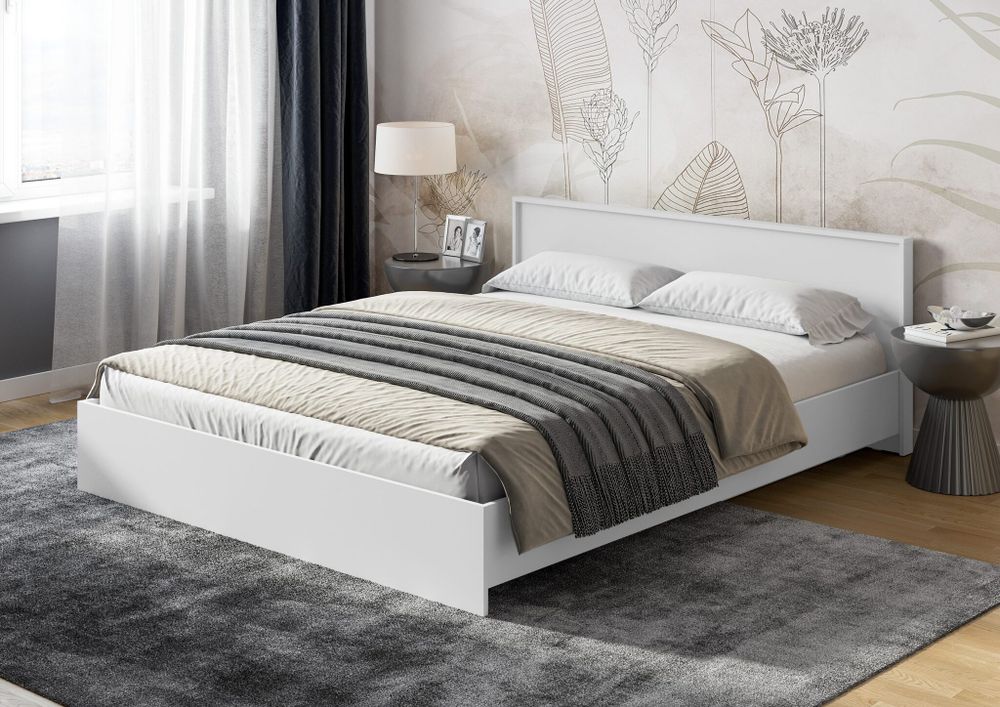 Кровать Берген КР-160 (белое дерево) без основания, ЛДСП, Интерьер Центр г.Пенза