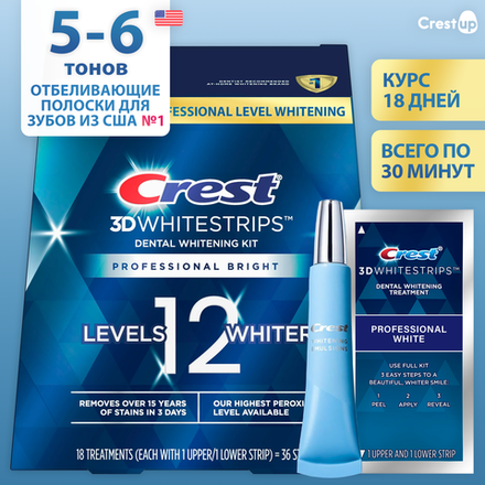 Отбеливающие полоски для зубов Crest 3D Whitestrips Professional Bright Plus BONUS