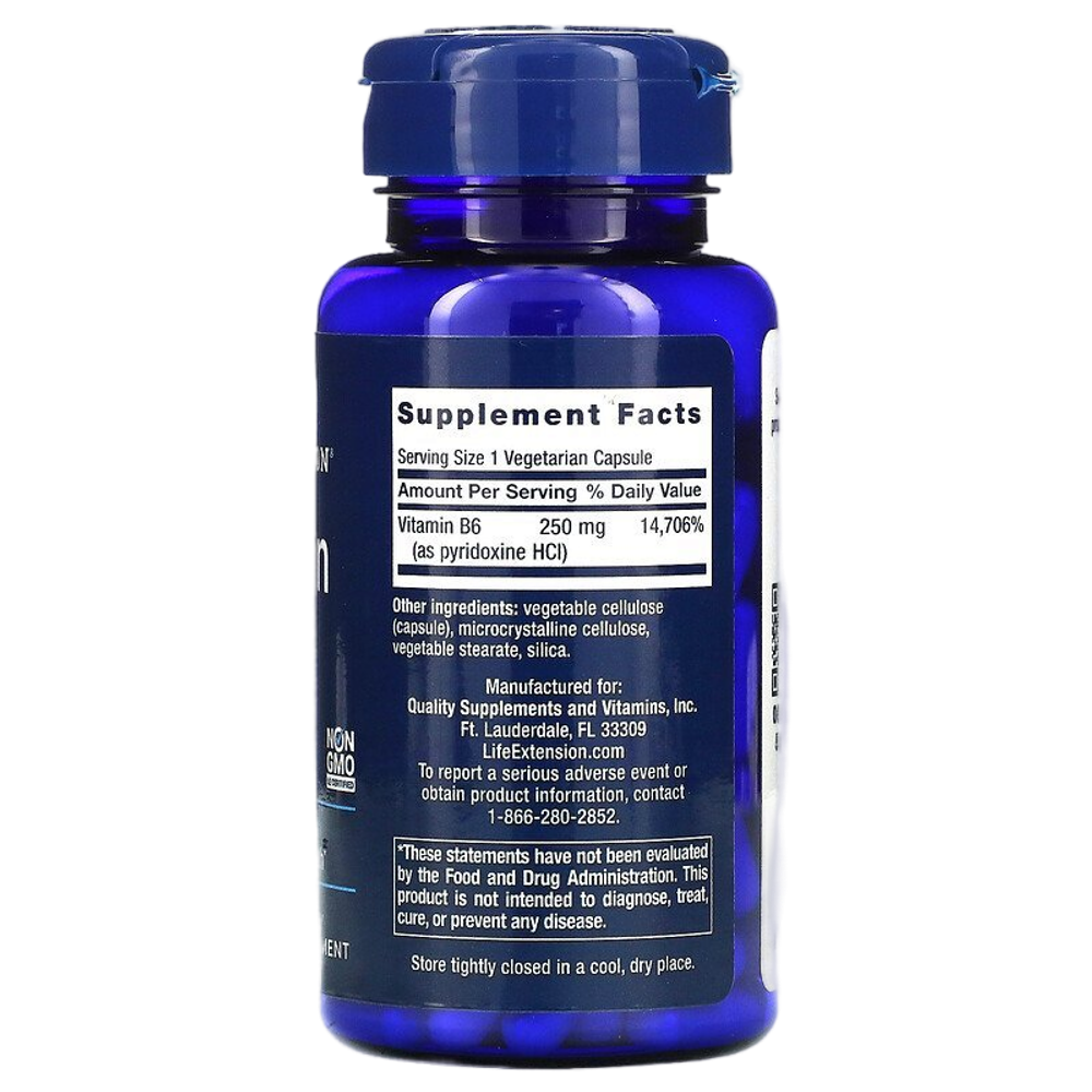 Life Extension Vitamin B6 250 mg 100 veg capsules, Витамин B6