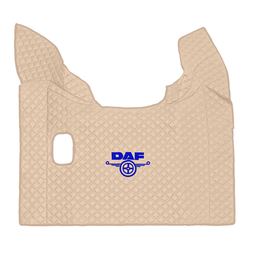 Ковры Daf XF-106 (механика) (экокожа, бежевый, бежевый кант, синяя вышивка)