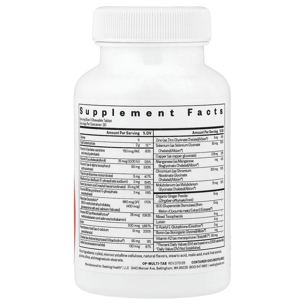 Seeking Health, Multivitamin One, жевательные таблетки, 30 жевательных таблеток