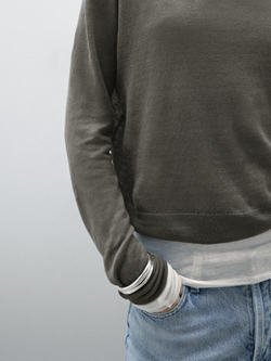 Massimo Dutti Свитер из 100% льняной ткани, свинцовый