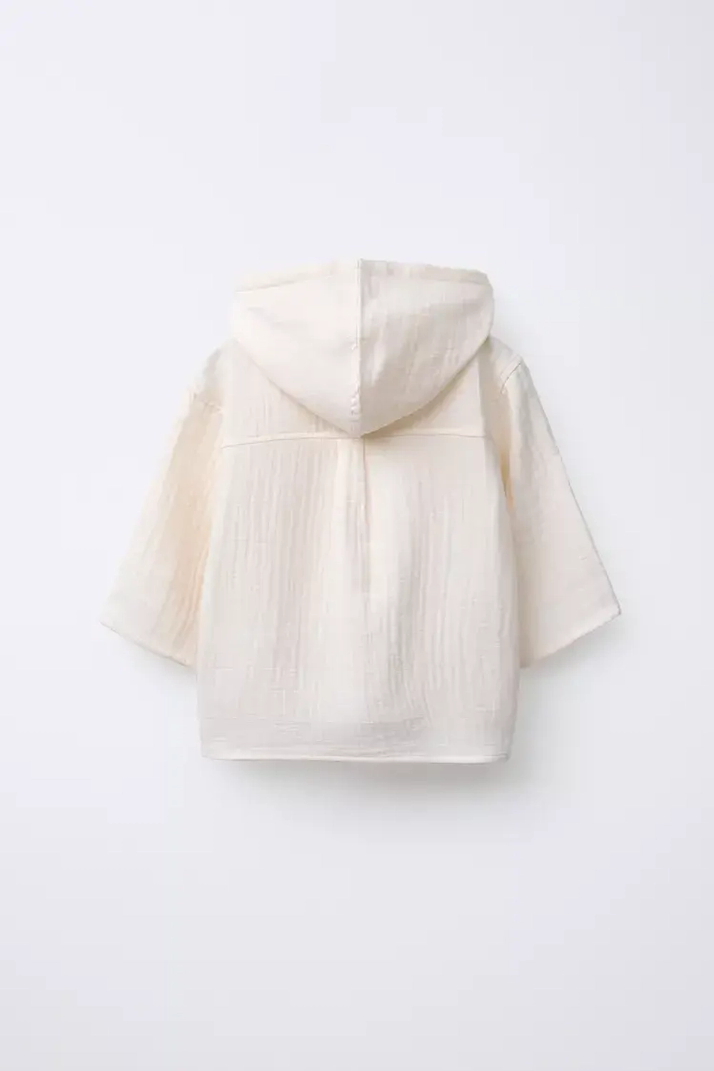 ZARA РУБАШКА ИЗ РЕЛЬЕФНОЙ ТКАНИ С КАПЮШОНОМ, ЭКРЮ