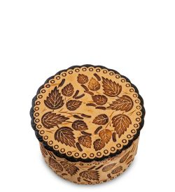 Народные промыслы BST-113/ 4 Шкатулка «Листва» мал. (береста)