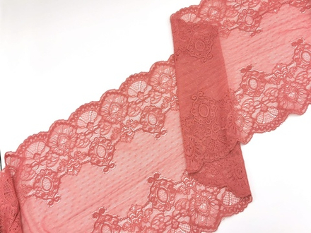 Эластичное кружево, 27 см, рубиновая роза (Арт: EK-2637), м