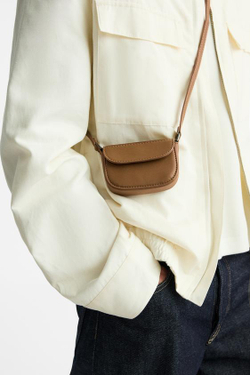 ZARA НЕБОЛЬШАЯ СУМКА С КЛАПАНОМ, РЫЖЕВАТО-КОРИЧНЕВЫЙ